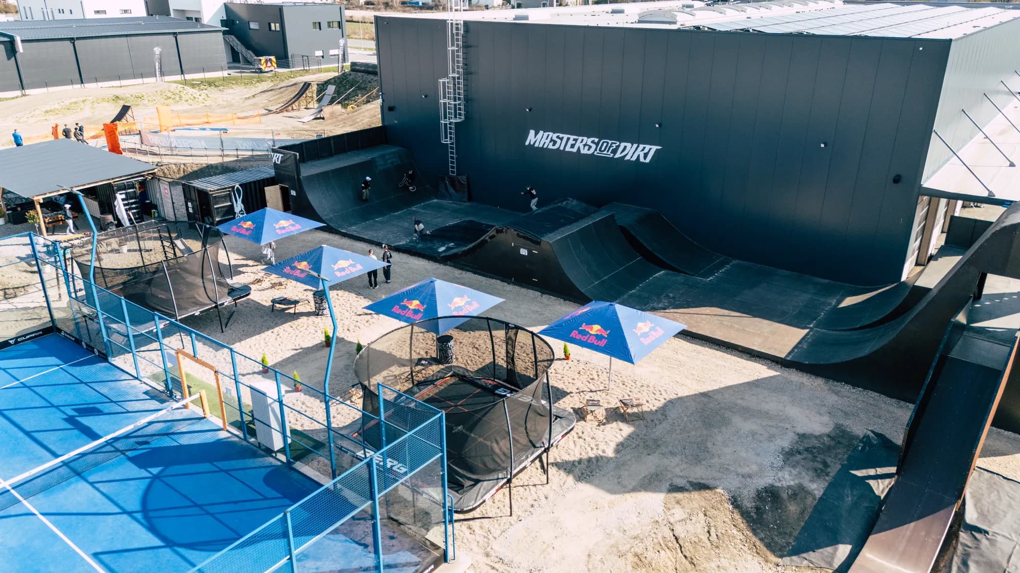 Skatepark and trampoline area at M.O.D World