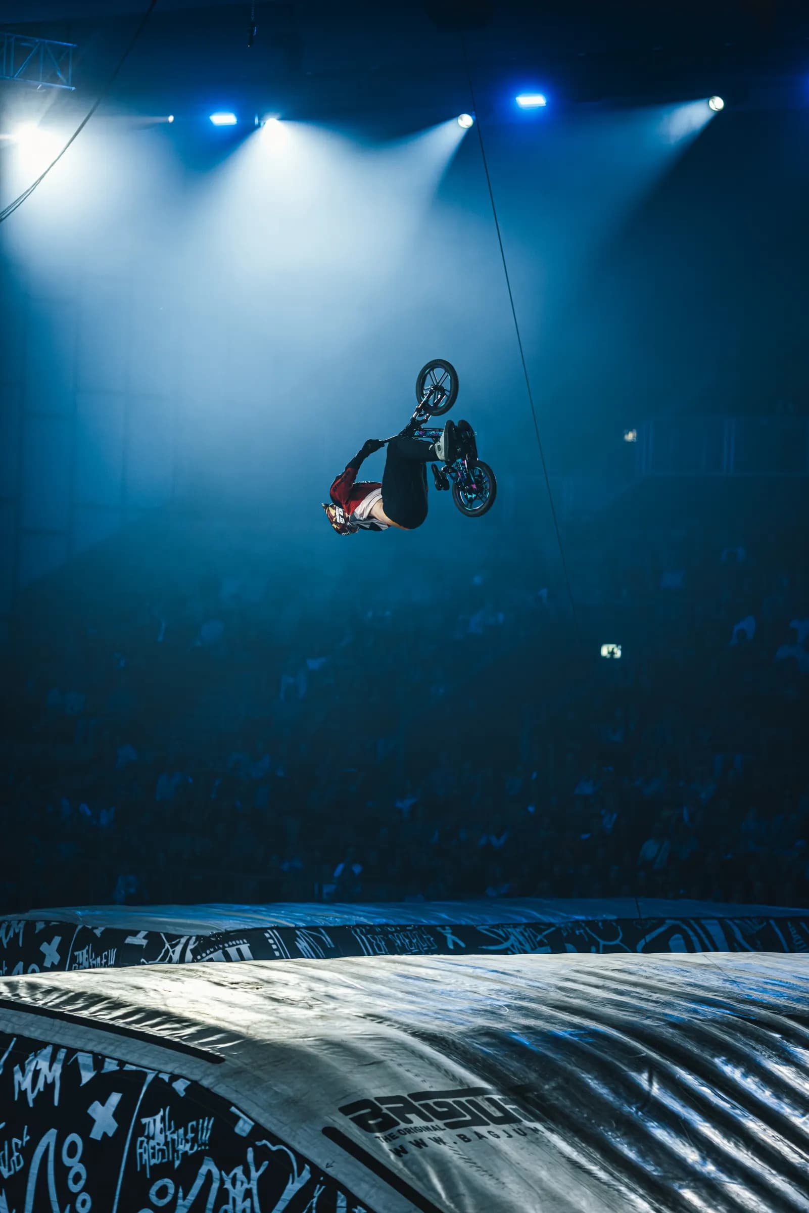 Young rider Harry Schofield jumping over the ramp